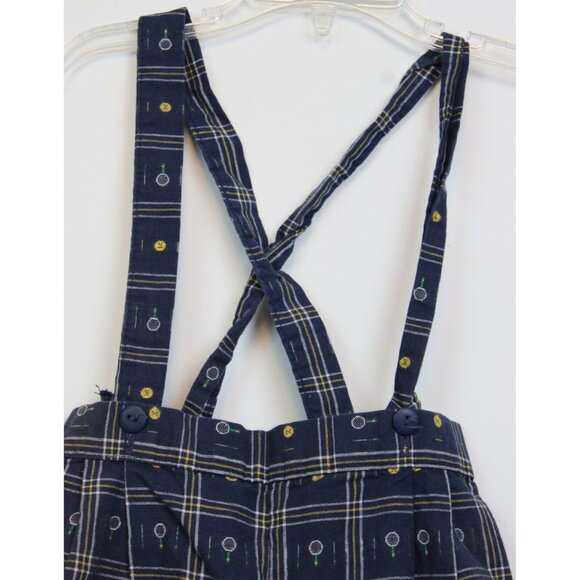 VTG 90s Good Lad Shorts Tennis Plaid Woven sz 4T Suspender Straps Preppy Unisex - Picture 2 of 8